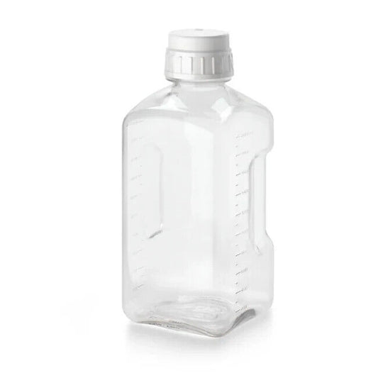 Thermo/Nalgene #2019-1000 1L/1000mL PETG Square Media Bottles & Caps Case of 24