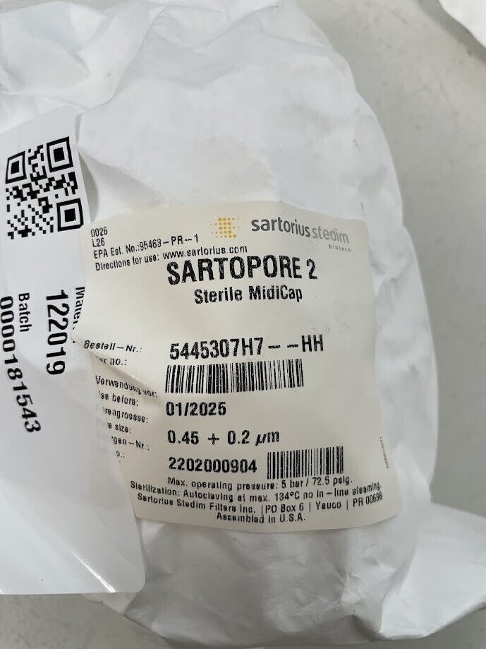 Sartorius Sartopore 2 Midicaps 0.2µm Size 7 HH Connector - 5445307H7-HH-A