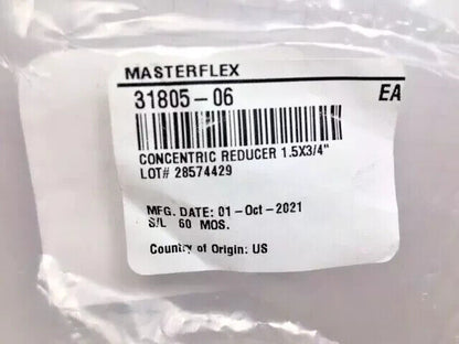 Masterflex 31805-06 Sanitary Clamp Concentric Reducer 1.5 x 3/4", 1 1/2" x 3/4"