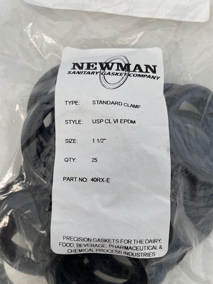 Newman 40RX-E 1-1/2" Sanitary Gasket Standard Clamp USP CL VI EPDM 25/Pack